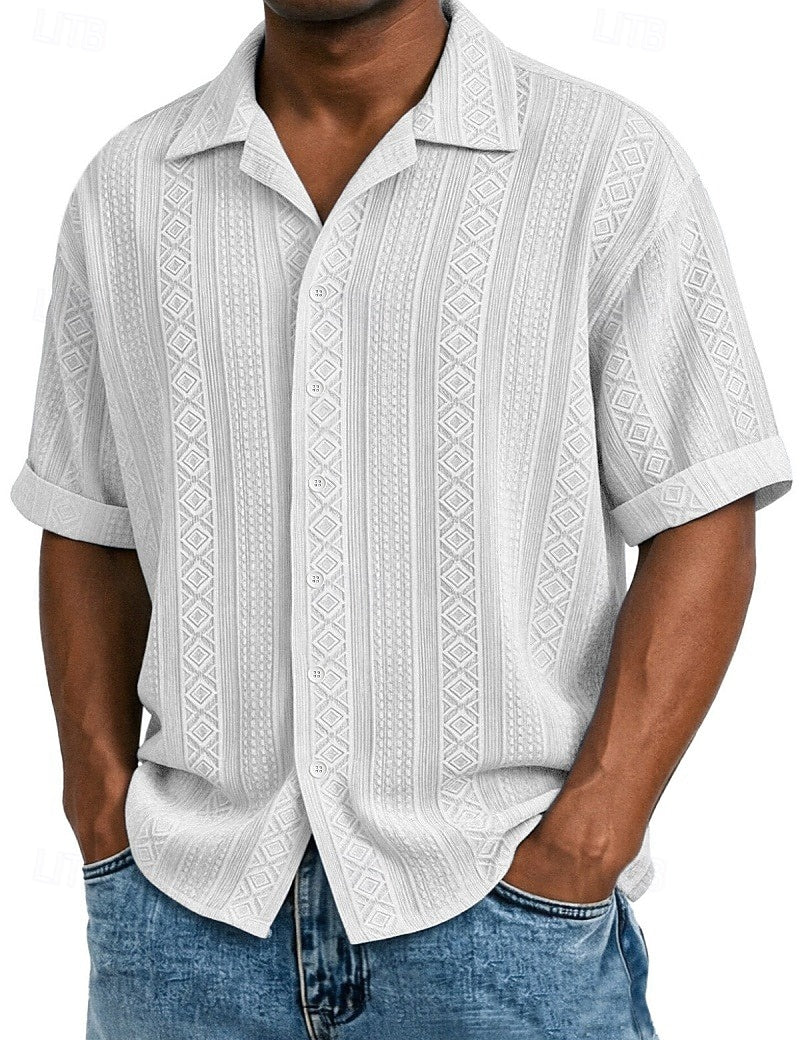 Camicia Jacquard Uomo Manica Corta