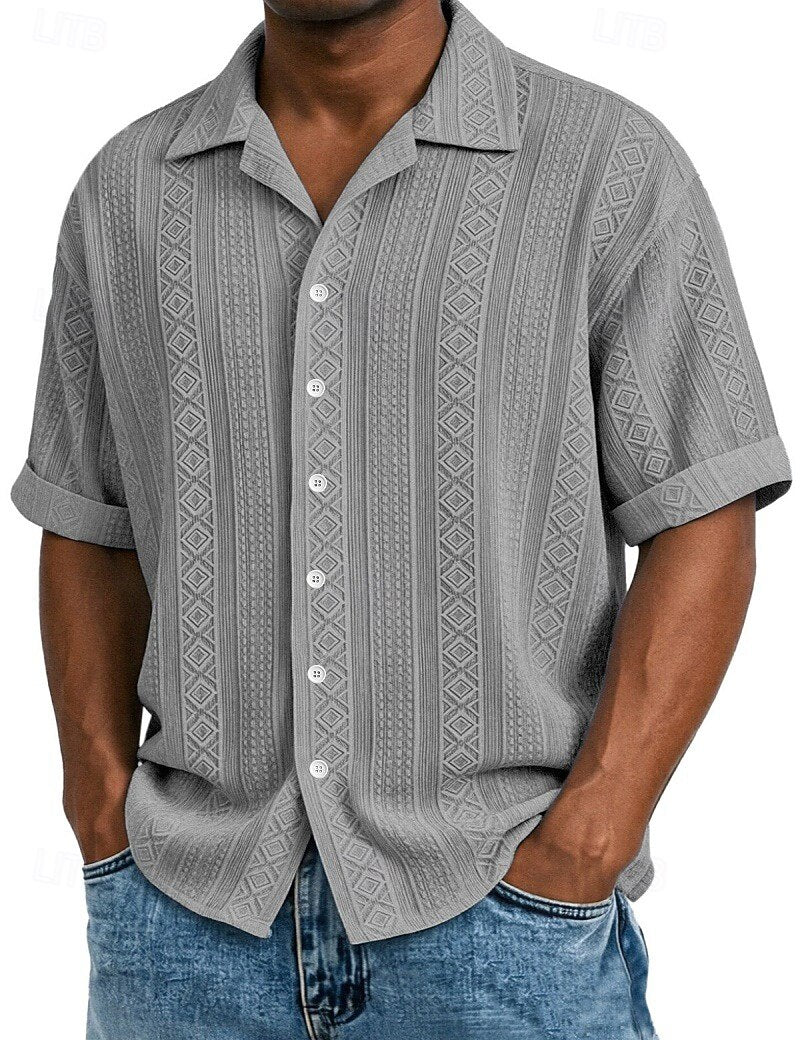 Camicia Jacquard Uomo Manica Corta