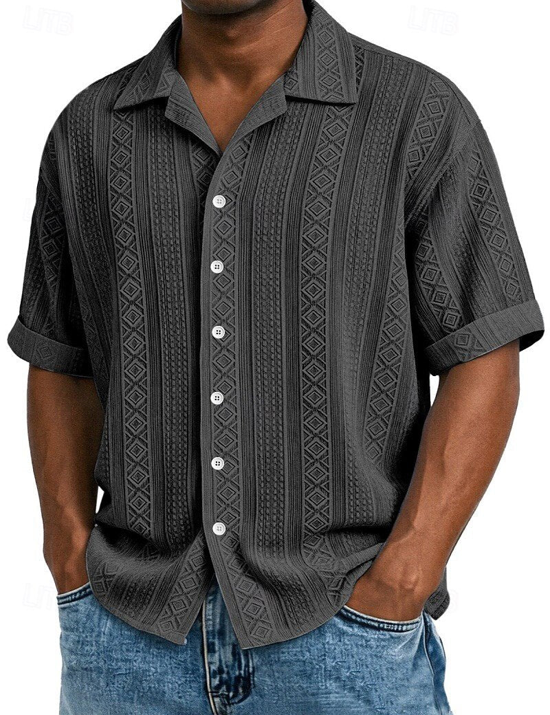 Camicia Jacquard Uomo Manica Corta