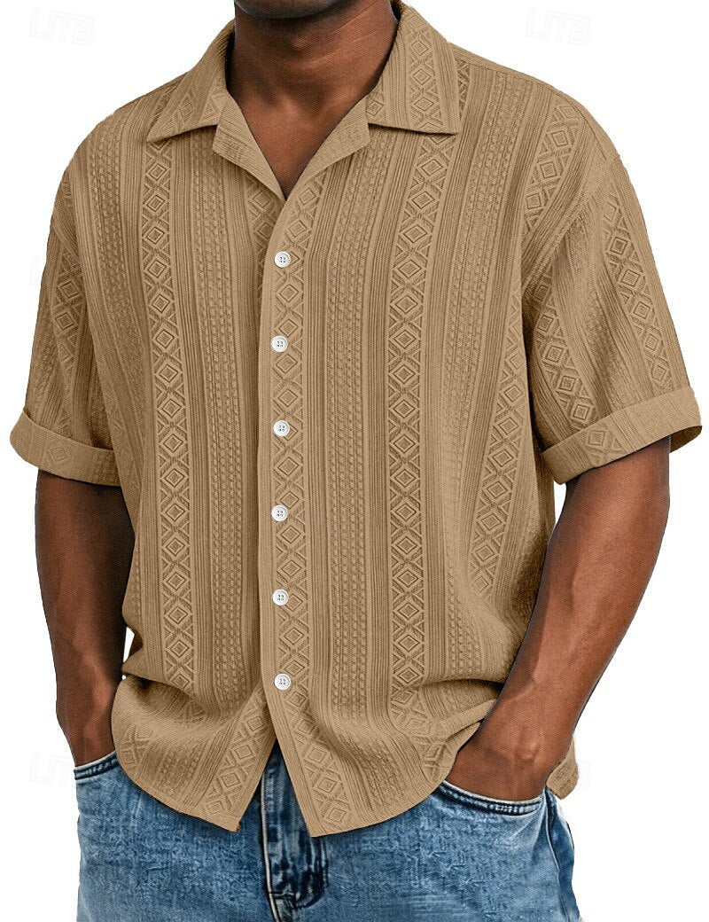 Camicia Jacquard Uomo Manica Corta