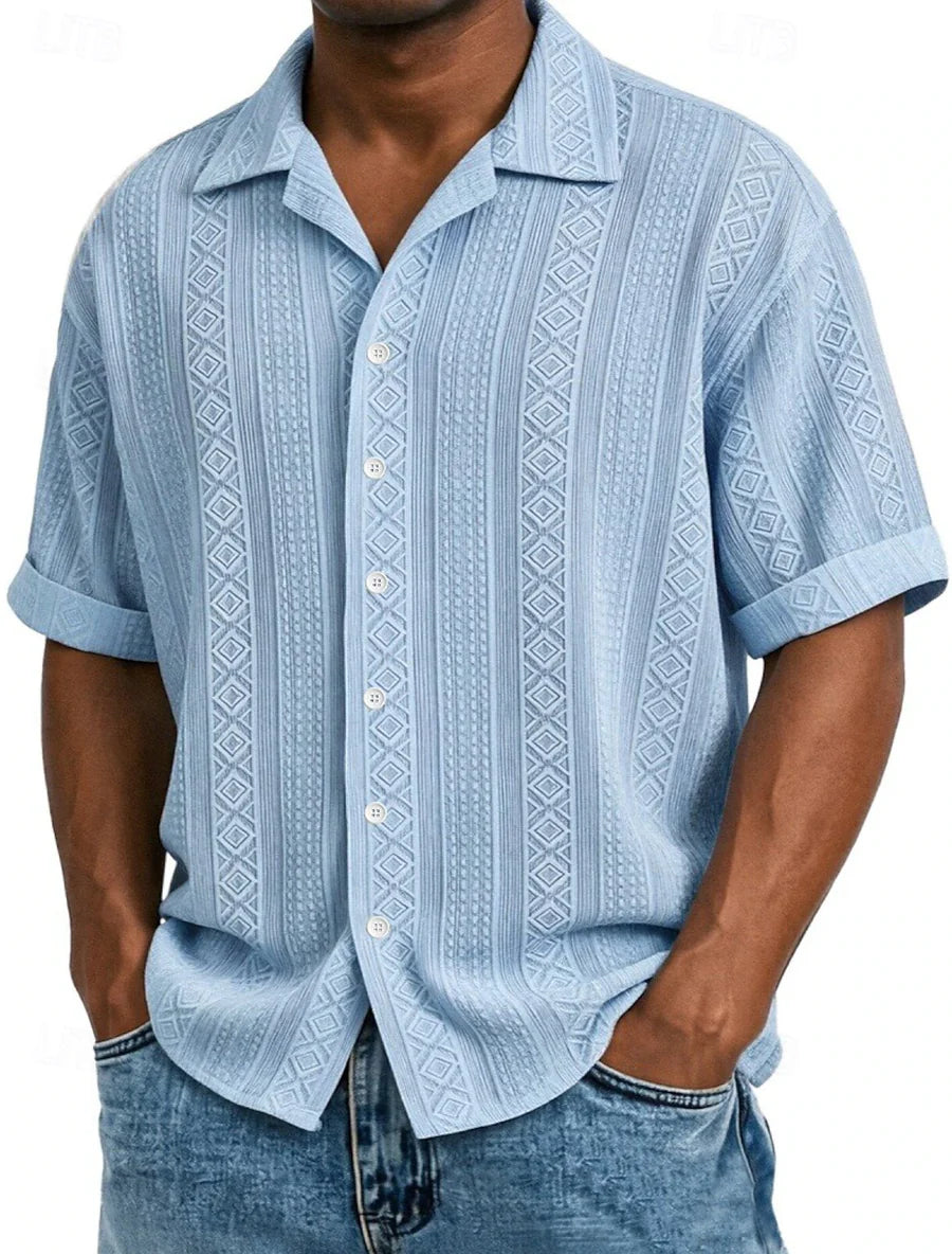 Camicia Jacquard Uomo Manica Corta